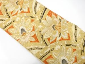 アンティーク　変わり青海波に唐花模様織り出し袋帯（材料）